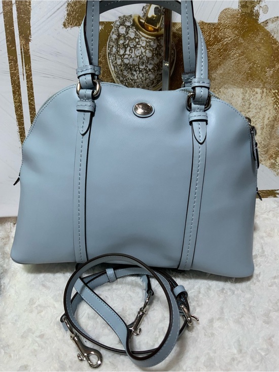 Coach Handbags - Coach Light Blue Leather Satchel with Removable Strap